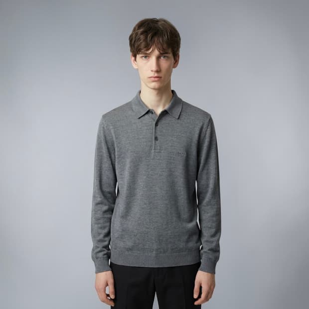 M/ 휴고보스 블랙라벨 로고 인터로크 폴로니트