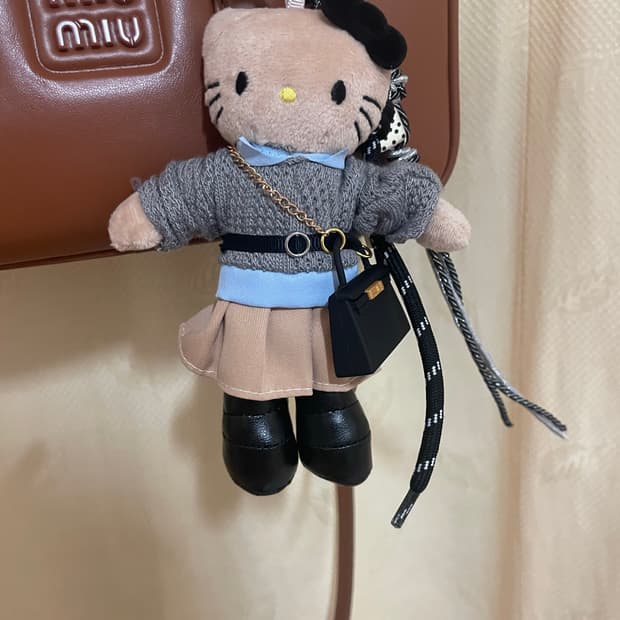 핸드메이드) 롱다리키티 키링세트 백참