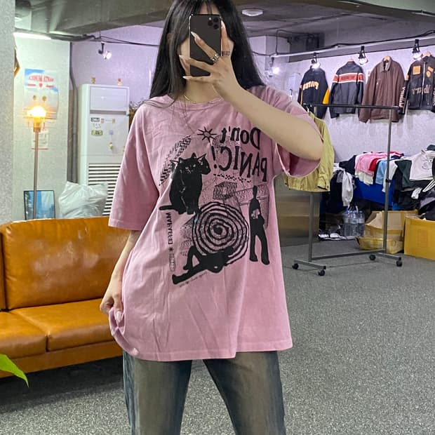 마하그리드 빈티지 프린팅 반팔티셔츠 B4981