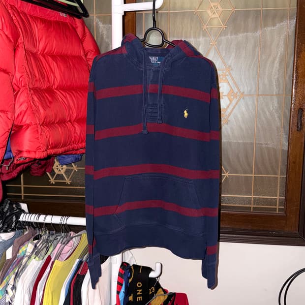 폴로 랄프로렌 스트라이프 PK 럭비 후드티