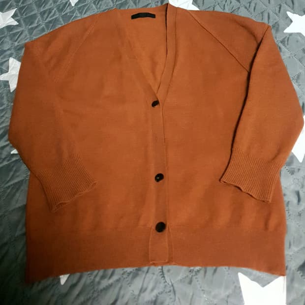 VOV 울100% 브이넥 가디건 브릭오렌지 (F)