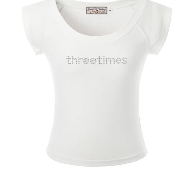 Threetimes 쓰리타임즈 Bijou logo tee 스터드 로고티
