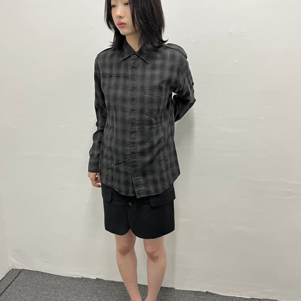 테트 옴므 체크 롱슬리브 워크 셔츠