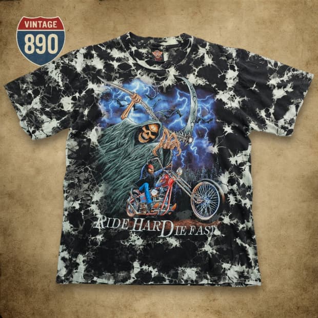 [L] 00s ROCK EAGLE USA 락이글 스컬 모터사이클 티셔츠