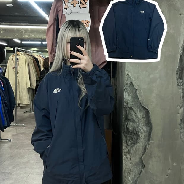 노스페이스 바람막이 점퍼 2XL 110 네이비차콜  #csz3087