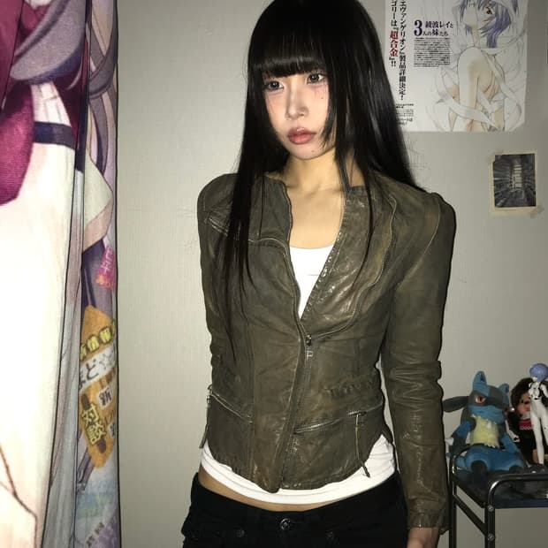 릭오웬스맛 이태리 양가죽 레더자켓