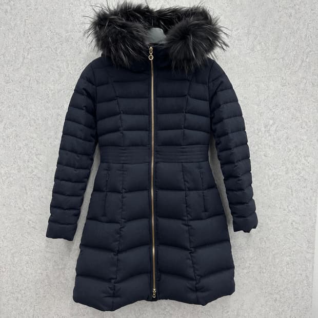 90 밀레 여자 구스다운 울 하프 패딩