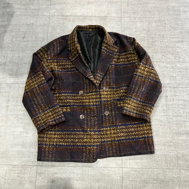 일본빈티지 Giuva 올드스쿨아메카지 헤리티지 트위드 나폴레옹 울자켓