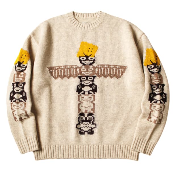 캐피탈 5G 울 패키쉬 토템 폴크루 니트스웨터 키나리