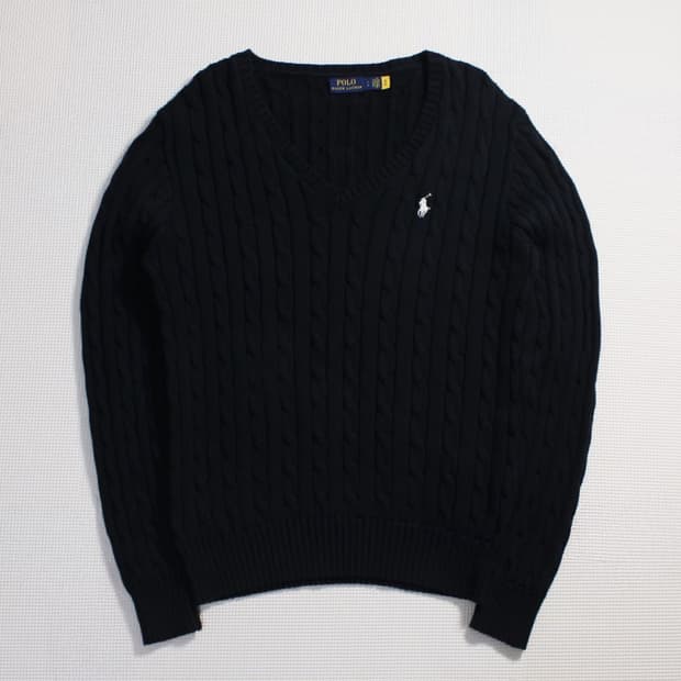 Polo 폴로 랄프로렌 신형 꽈배기 블랙 니트 (QR)