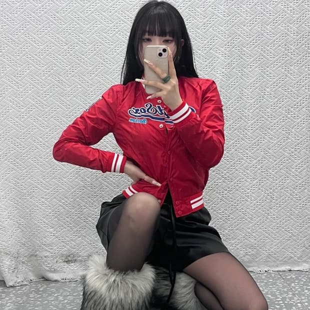 MLB 보스턴 레드삭스 Y2K 레트로 새틴 바시티자켓 C09904