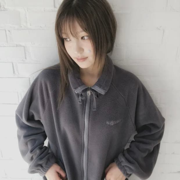 허그유어스킨 드로우 스트링 플리스 집업 (차콜)