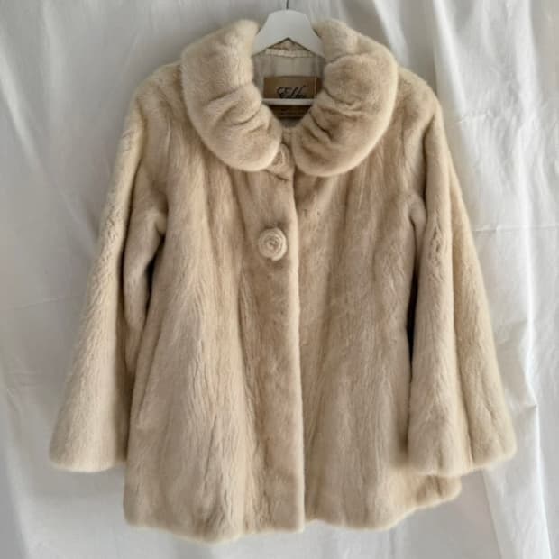 진도 통밍크 퍼자켓 아이보리