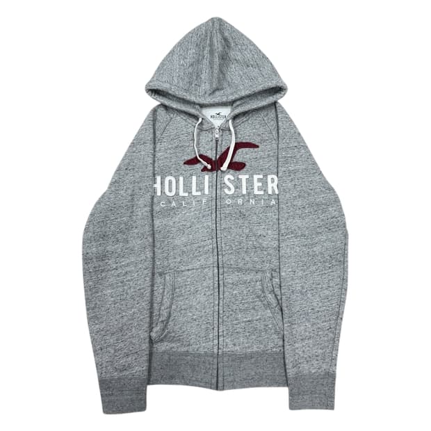 홀리스터 빈티지 Y2K 빅로고 기모 후드집업 자켓 그레이 M