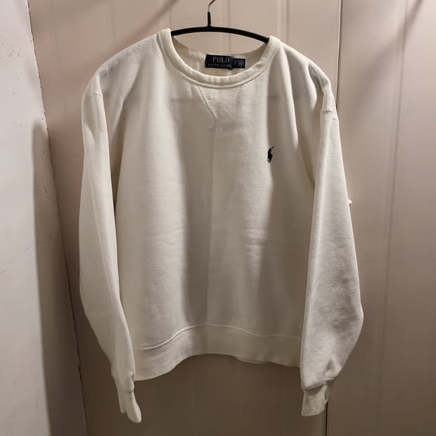 폴로 랄프로렌 화이트 기모 맨투맨