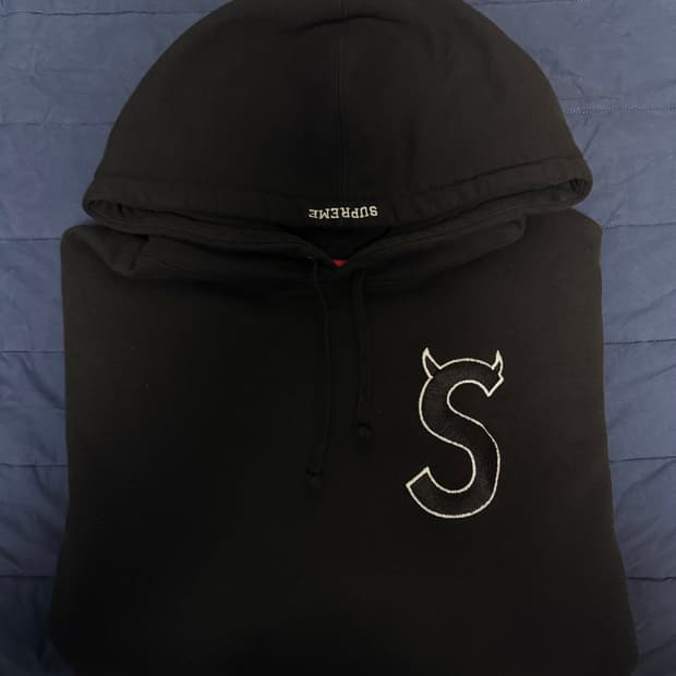 슈프림 S로고 후디 블랙 XL