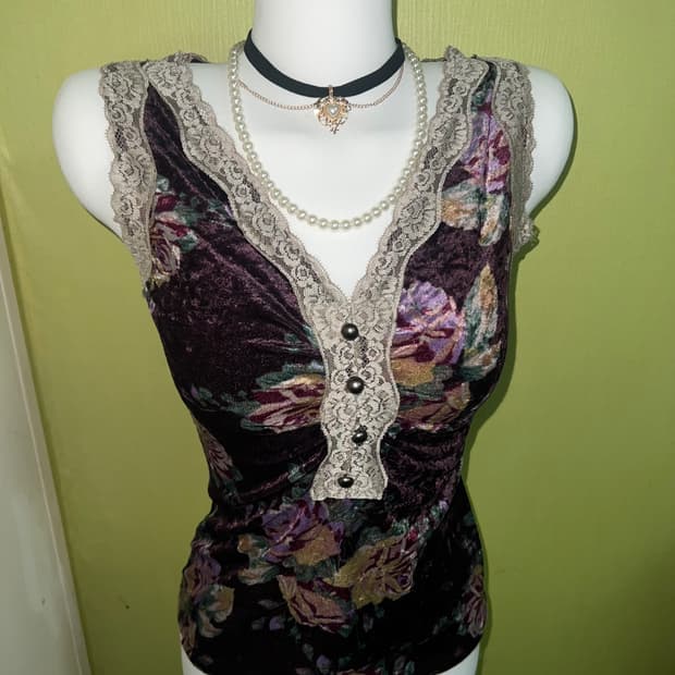 ✨vintage purple flower pattern sleveless