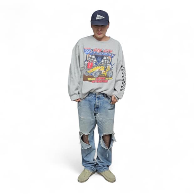 90s 레이싱 맨투맨 스웻셔츠 2xl 