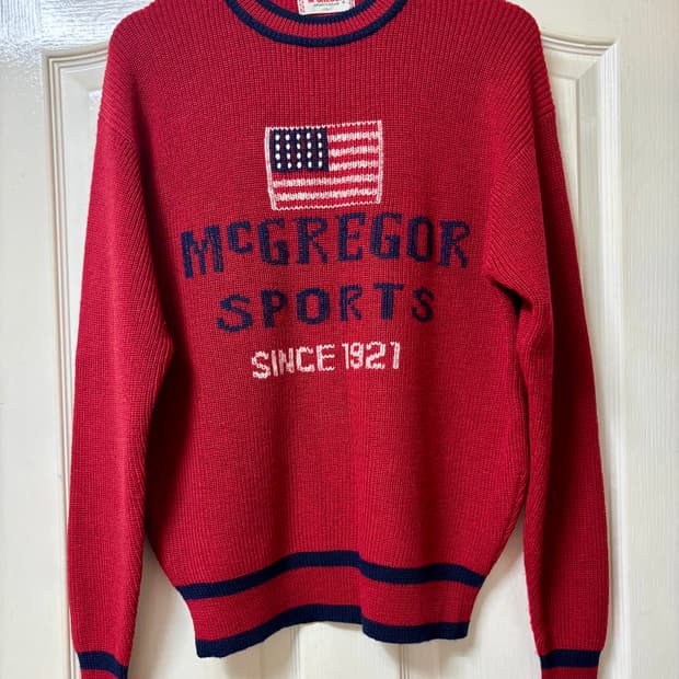 McGREGOR 올드 맥그리거 성조기 울 니트 라지