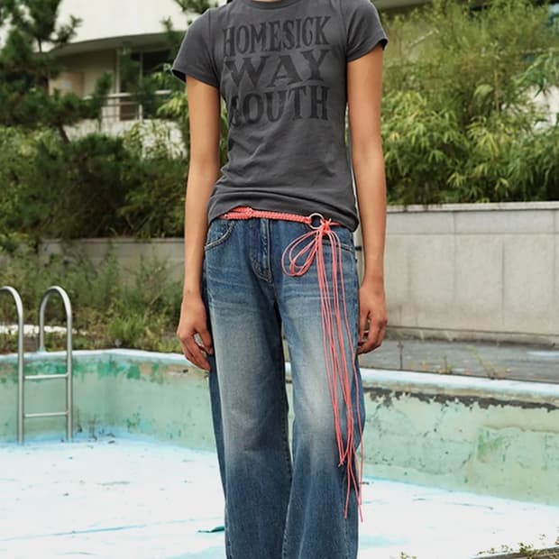 Open yy Curved Jeans (Dark blue)