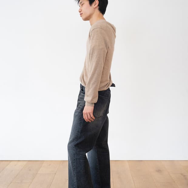 Ham washed black 5p denim straight