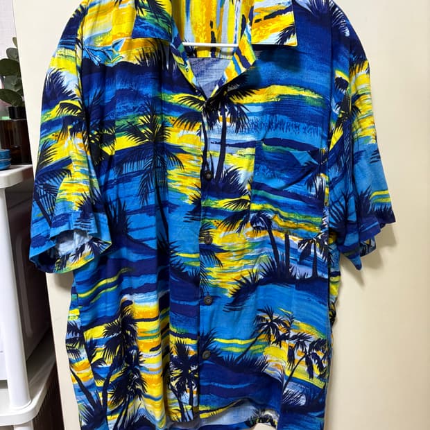 빈티지 블루 하와이안 셔츠(L~XL)