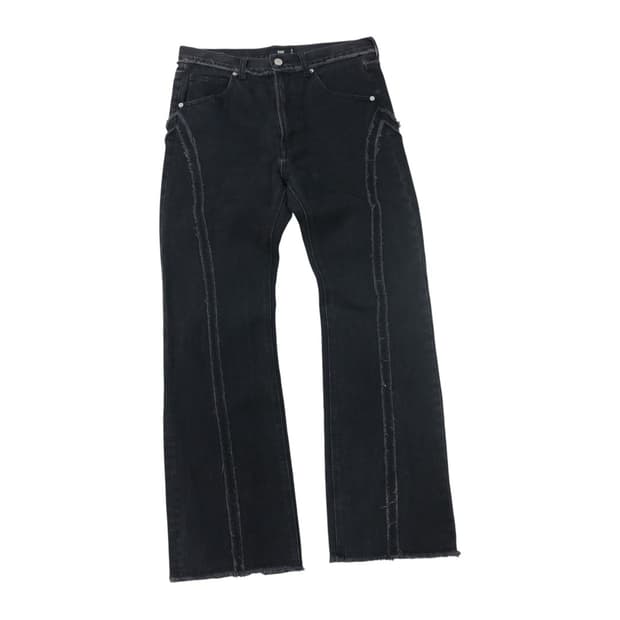 HARE 하레 절개 라인 프링지 블랙 데님 팬츠 (M)