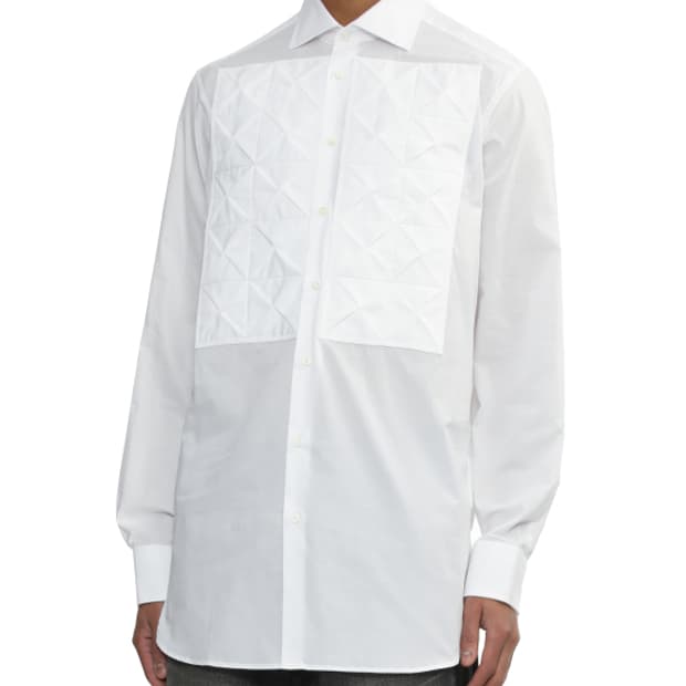 새상품 준야와타나베 텍스쳐 패널 화이트셔츠 L