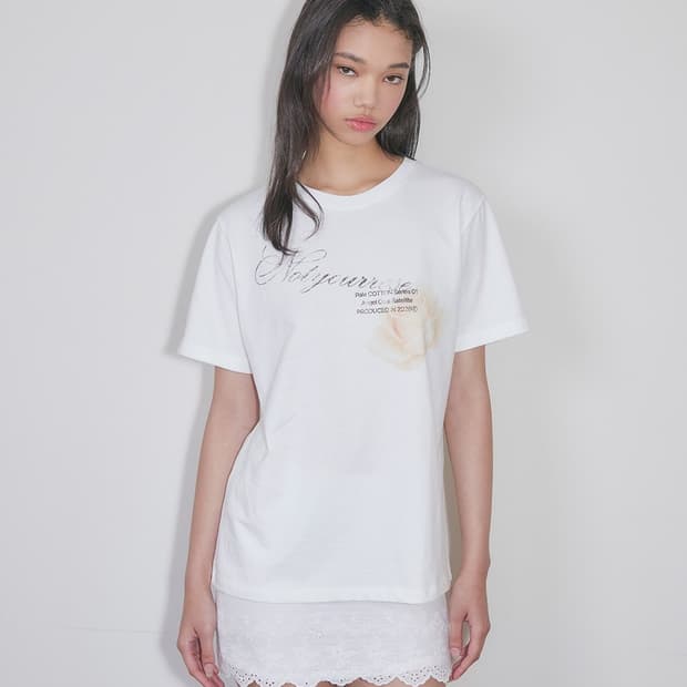 낫유어로즈 Vintage rose logo t-shirts (White)