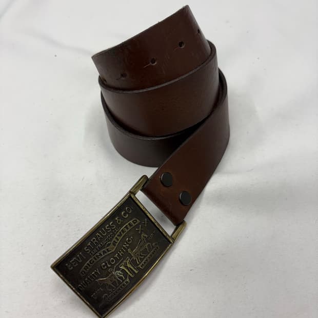 리바이스 USA 웨스턴 리얼레더 금장 버클 벨트