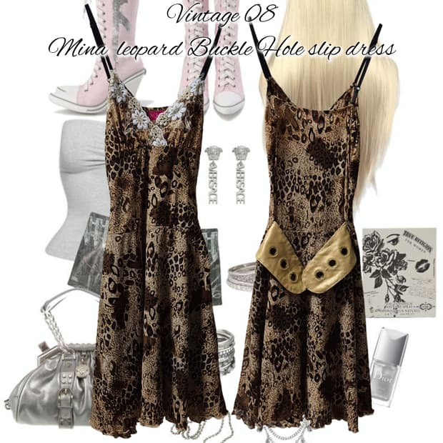 Vintage 08 Mina leopard Buckle Hole slip