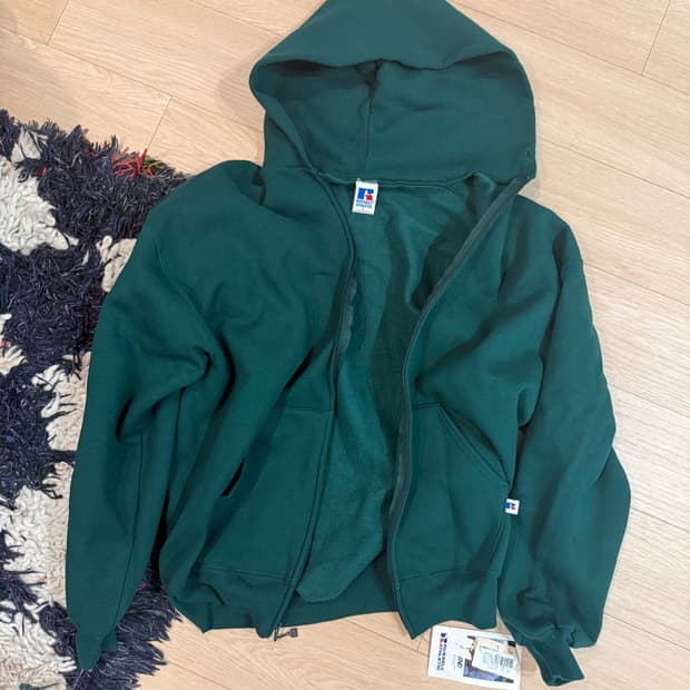 [L] 90s 러셀 후드 집업 데드스탁 그린