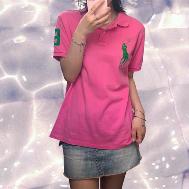 폴로 랄프로렌 빅포니 치프키프 반팔 카라 티셔츠 핑크 L 
