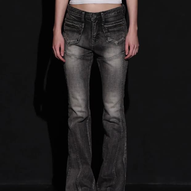 FRONT POCKET BOOTS CUT DENIM PANTS