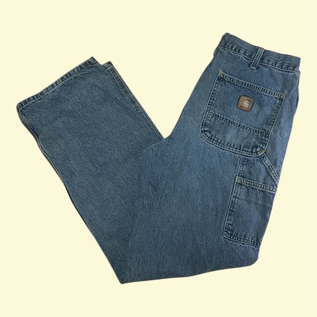 칼하트 B13 데님 카펜터 카고 팬츠 W34 던가리 핏