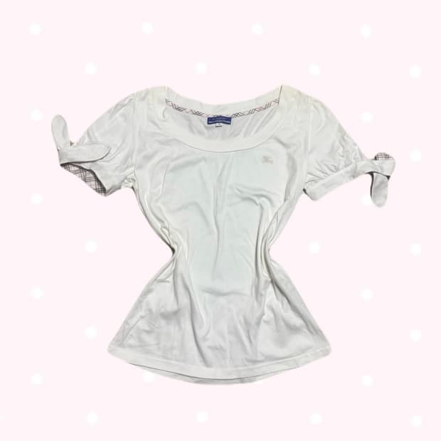 버버리 블루라벨 리본 핑크 화이트 반팔 stc빈티지엣팃시 히메갸루라떼갸루