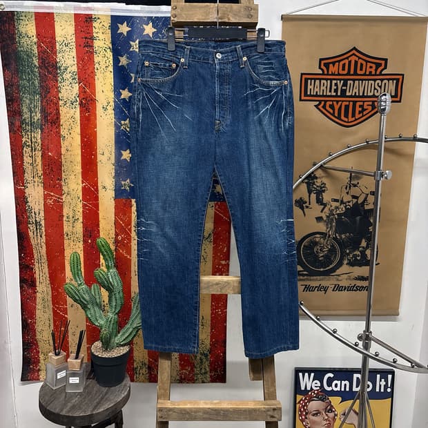 빈티지 리바이스 501 헤비 위스커링 샌드워싱 데님팬츠 N567