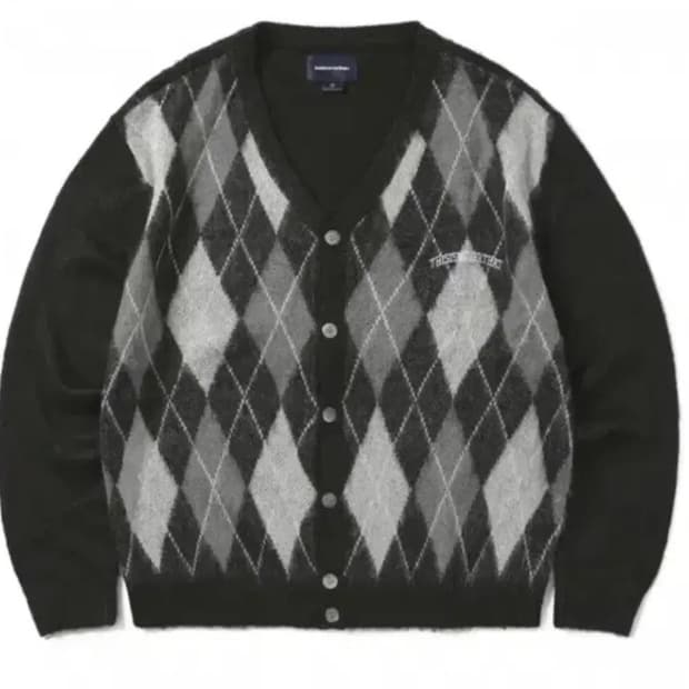 (XL) 디스이즈네버댓 아가일 니트 가디건 블랙