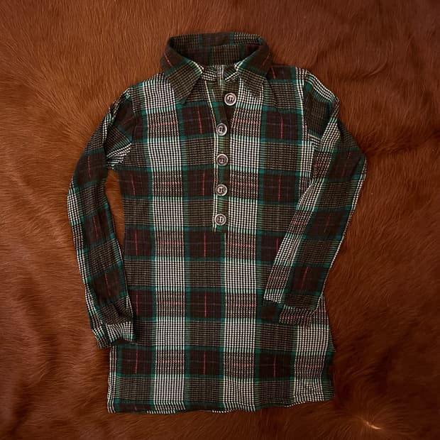 Retro Plaid Half Button top