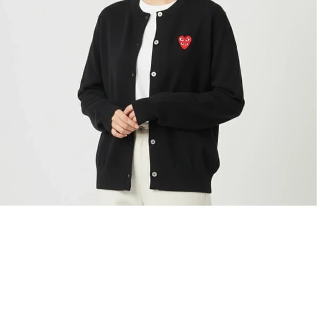 (새상품) 꼼데가르송 PLAY 투하트 가디건 블랙,그레이- S,M