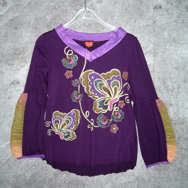 Hot Pepper Purple butterfly Tops