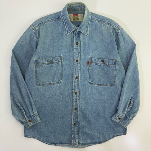 Levi's  리바이스 90,s 오렌지탭 워시드 데님셔츠 