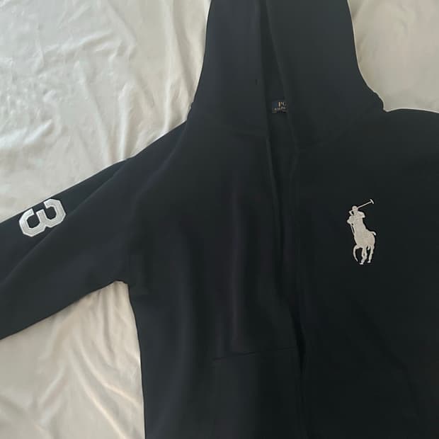 폴로 네이비 후드집업