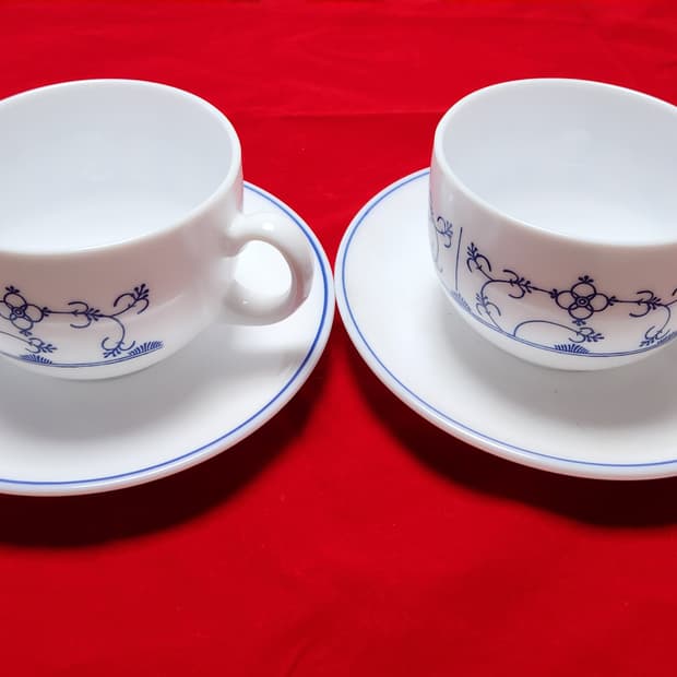 프랑스 아코팔 화이트 찻잔 세트 (2개)