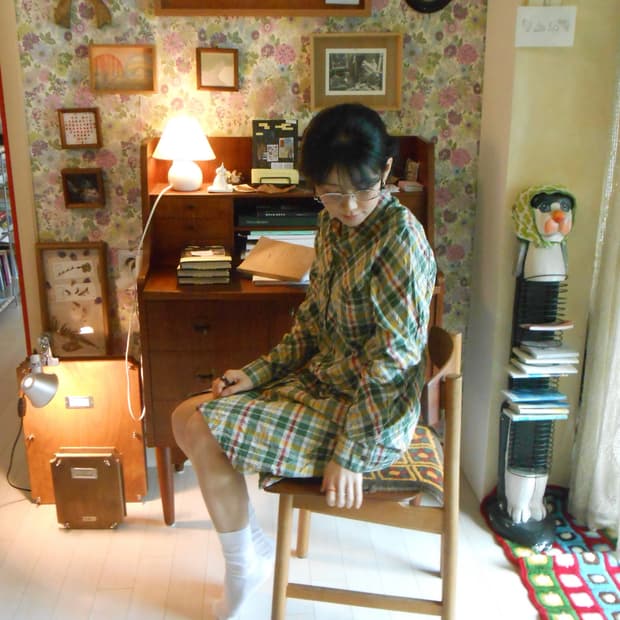 레인보우 체크 롱 원피스