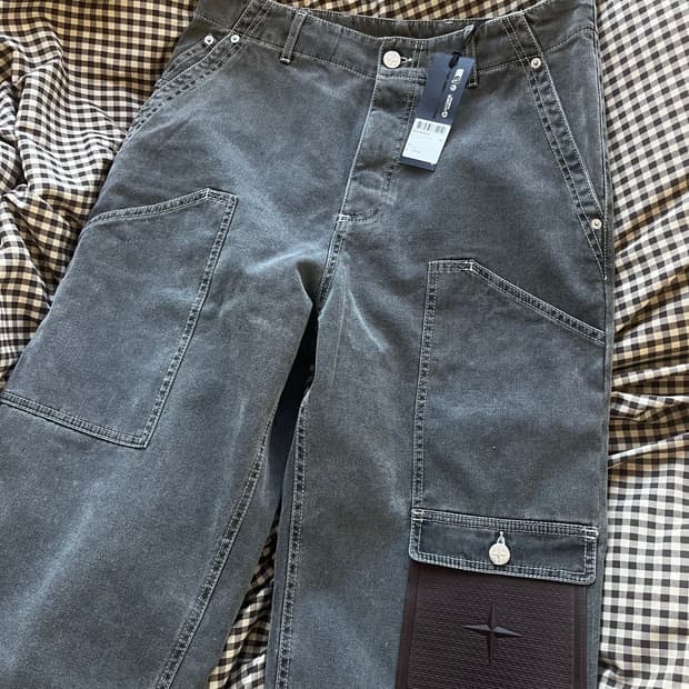 디올 x 스톤 아일랜드 / 카고 진 코튼 캔버스 블랙 / 48