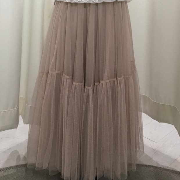 이중 레이스 튤 스커트