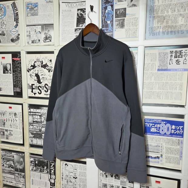 나이키 그레이 후리스 져지 배색 집업