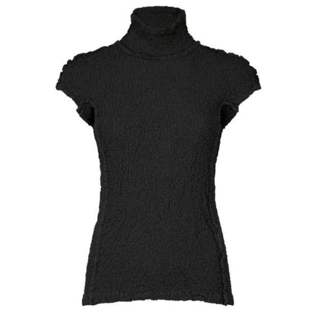 이세이미야케 미 me 콜리플라워 컬리플라워 반목 탑 반팔 블랙