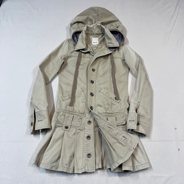 S) 디젤 빈티지 코튼 후디드 플리츠 자켓